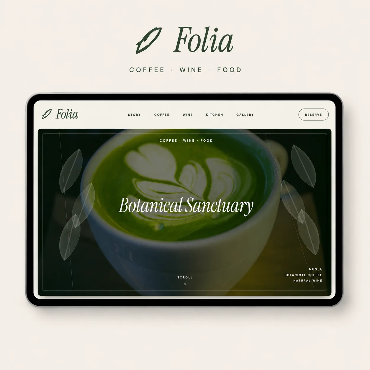 Folia Botanical Coffee, Kitchen and Wine örnek web sitesi
